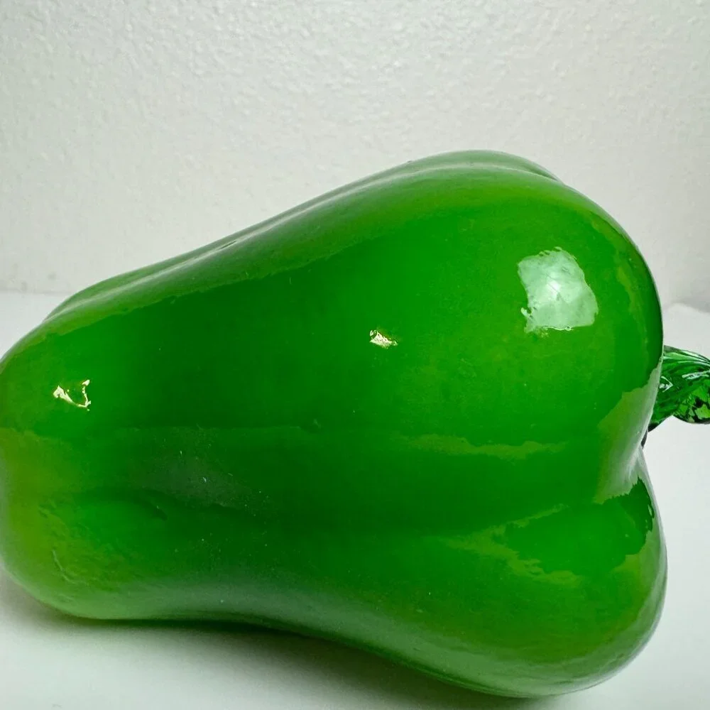 Blow Mold Art Glass Green Bell Pepper 6